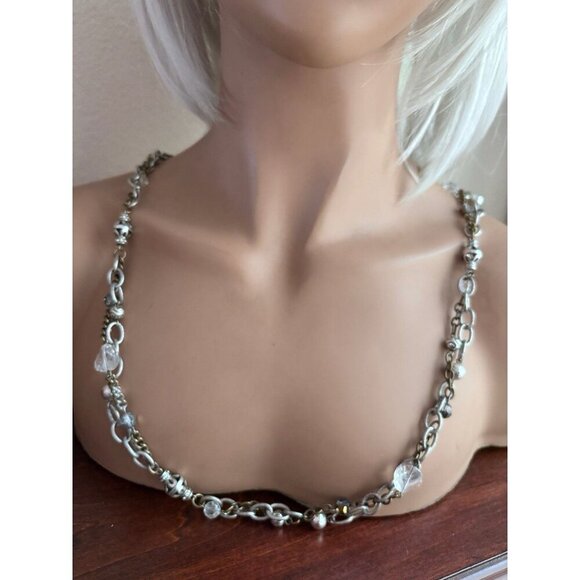 Brighton Metal Play Silver Brass Crystal Necklace - Picture 3 of 5